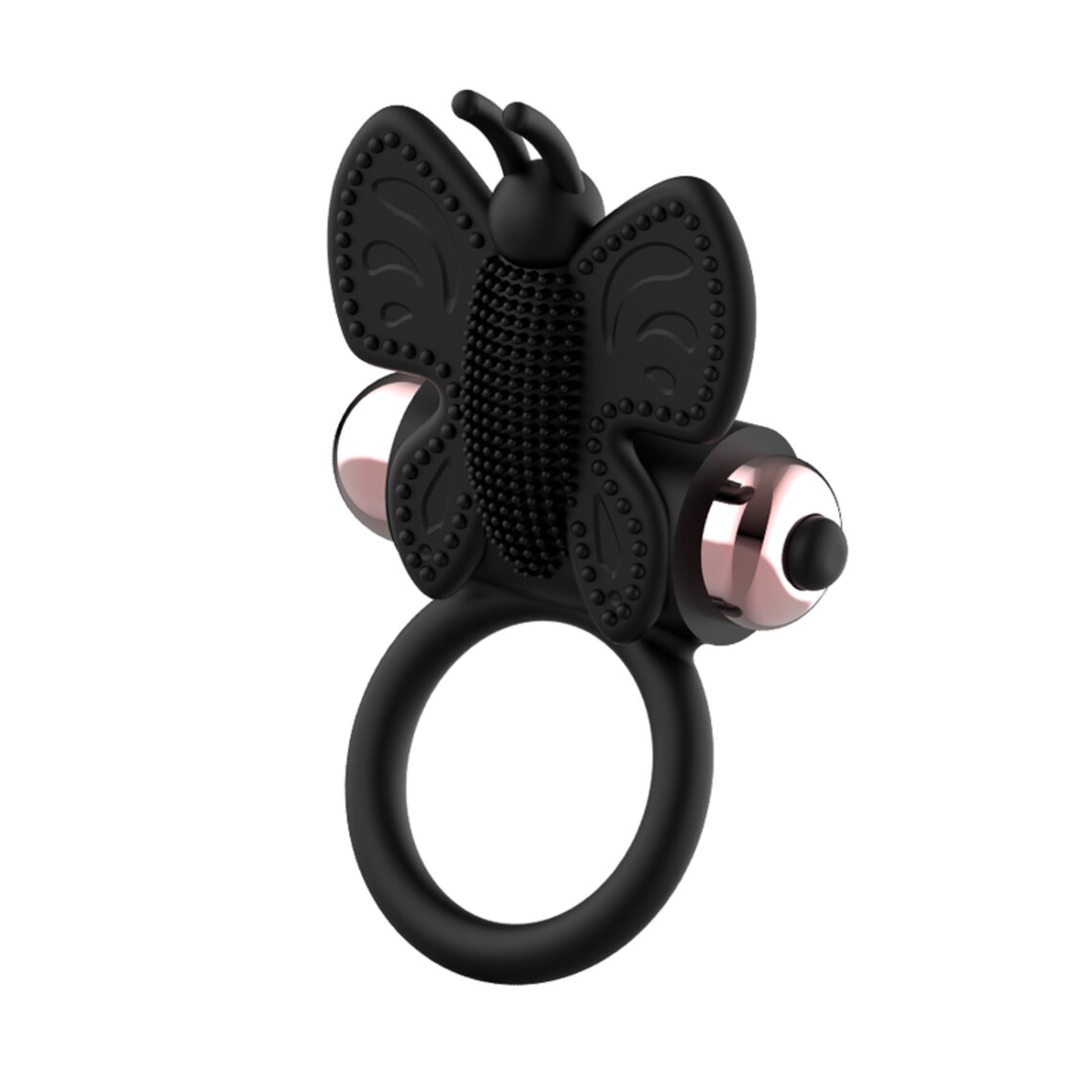 Coquette cock ring butterfly with vibrator black gold